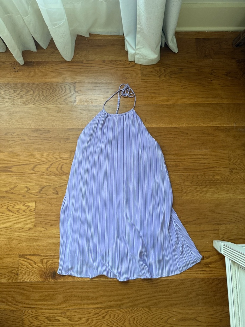 Pleated Halter Mini Dress in Light Lavender